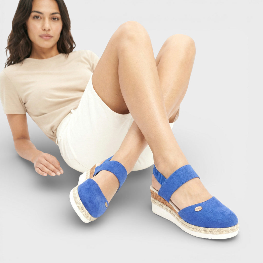 Chiara - Sandales femme bout fermé large compensées