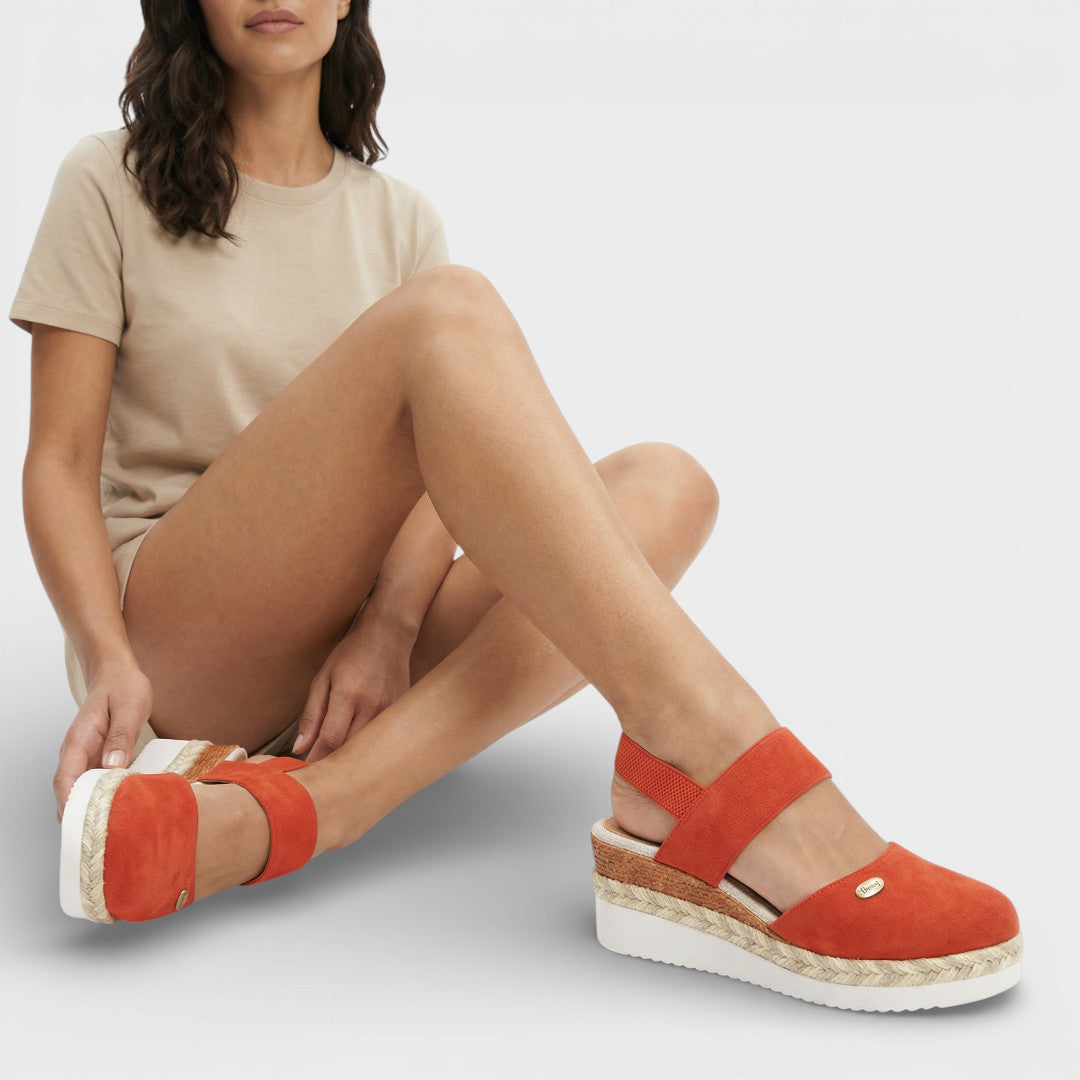 Chiara - Sandales femme bout fermé large compensées