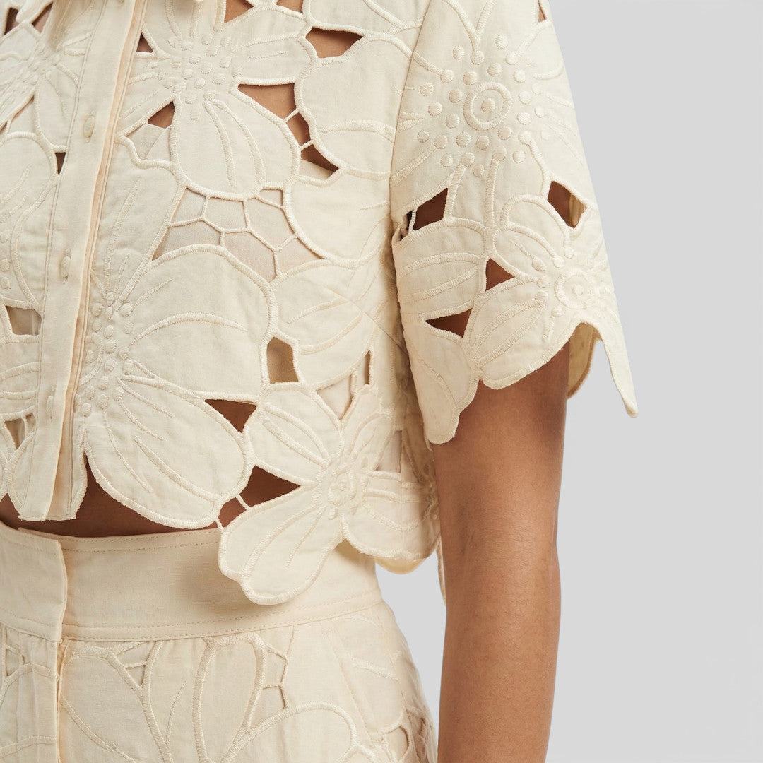 Elena - Ensemble femme large fleuri à ceinture