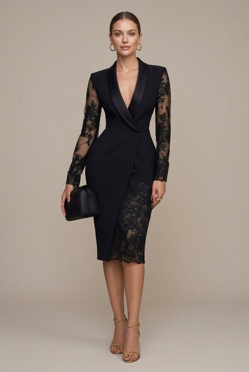 Robe Blazer Femme Midi Noir - vue 1