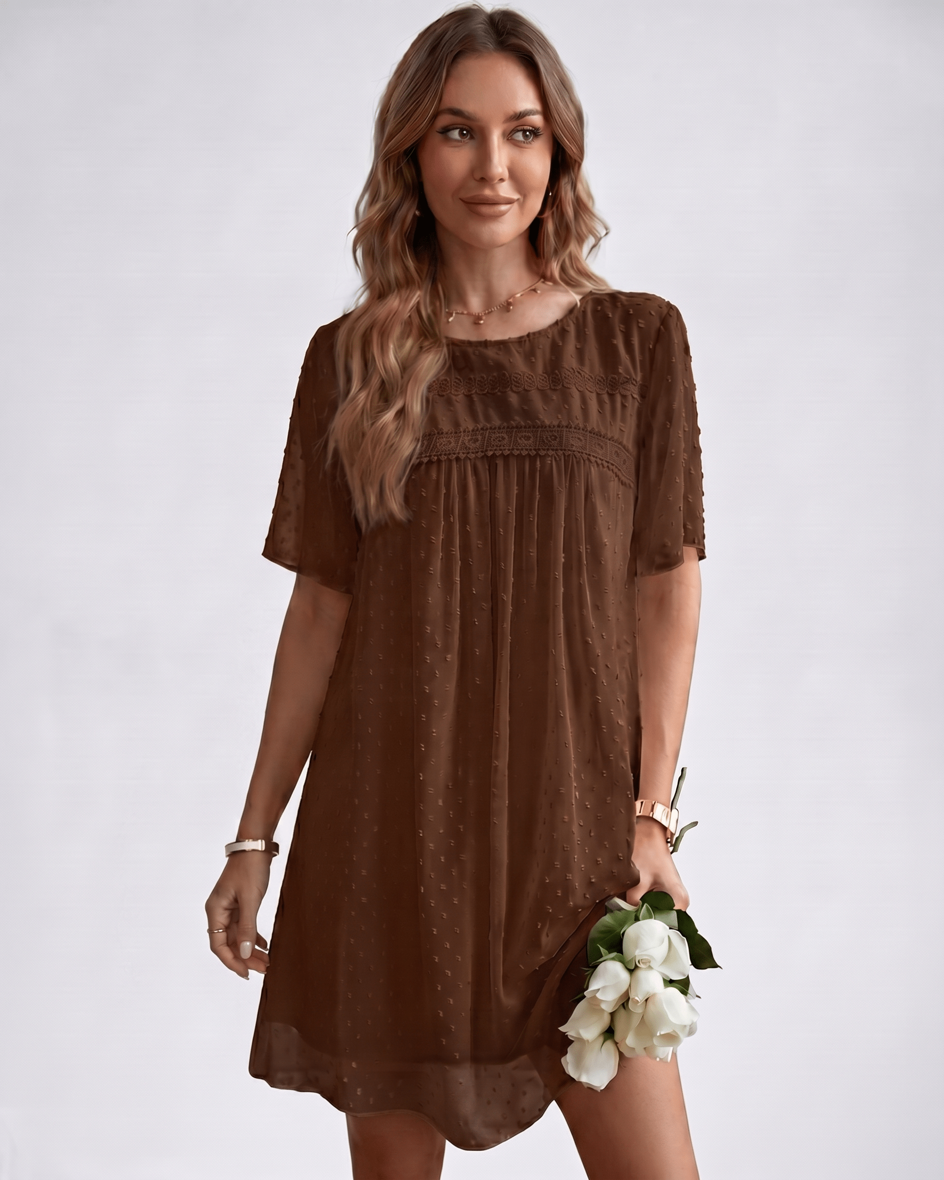 Robe Mini Plumetis | Robe Dentelle Légère
