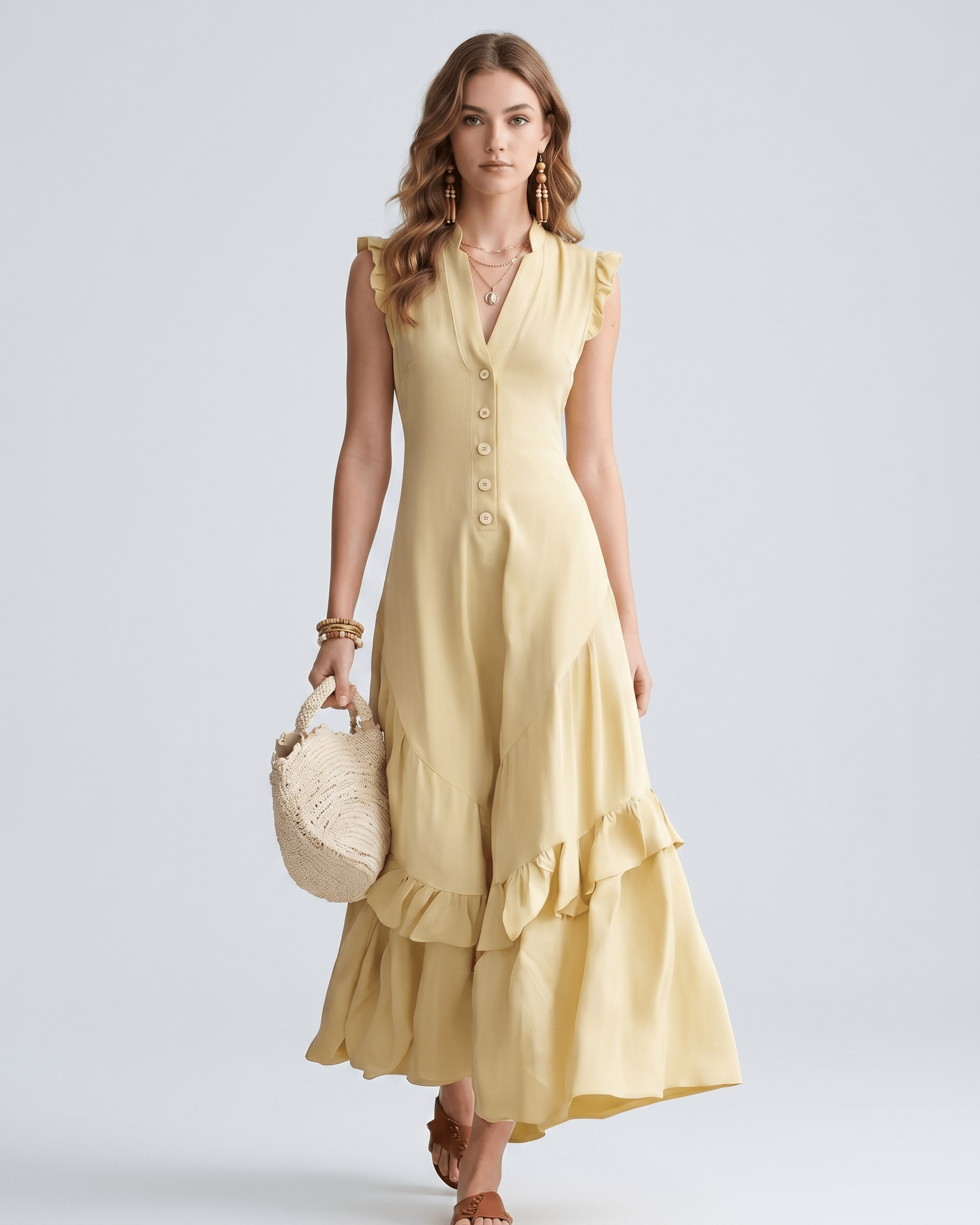 Robe Maxi Mousseline | Robe Volants Fluide