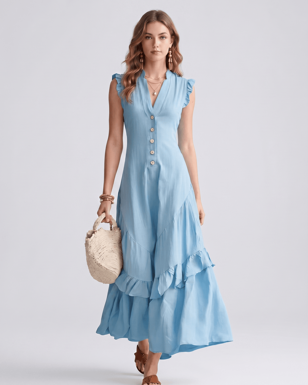 Robe Maxi Mousseline | Robe Volants Fluide