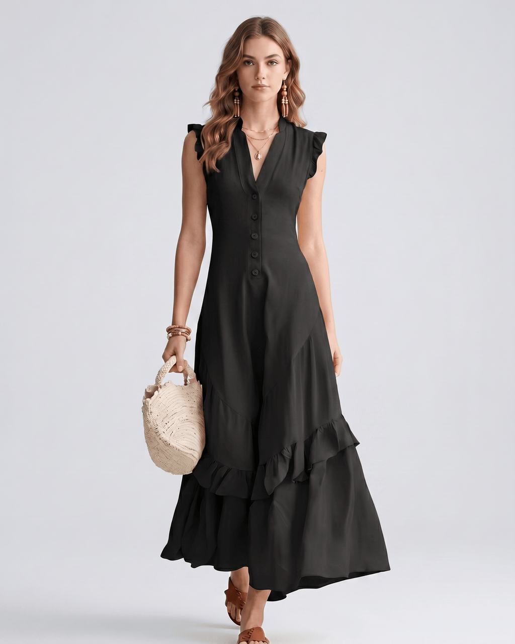 Robe Maxi Mousseline | Robe Volants Fluide