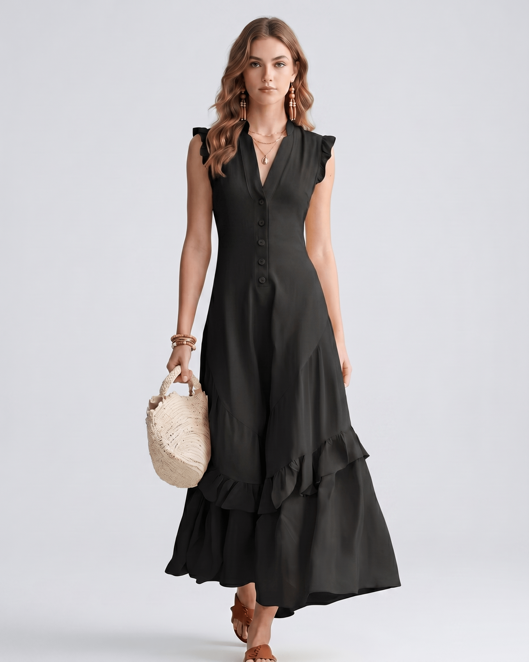 Robe Maxi Mousseline | Robe Volants Fluide