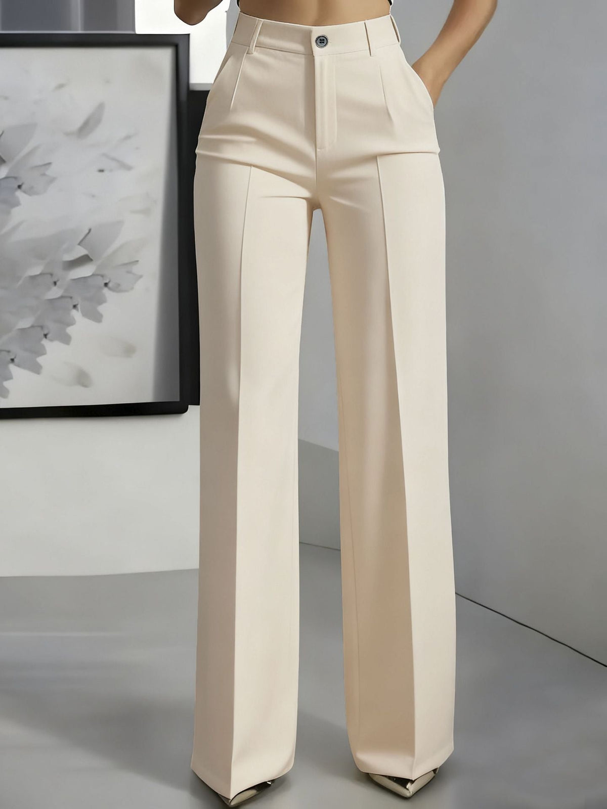 Pantalon Tailleur Femme Taille Haute Abricot - vue 1