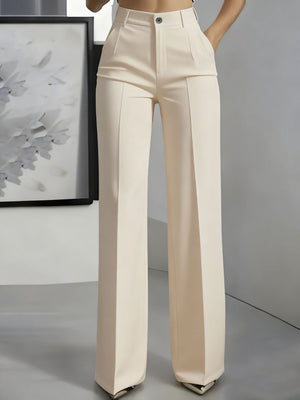 Pantalon Tailleur Femme Taille Haute Abricot - vue 1