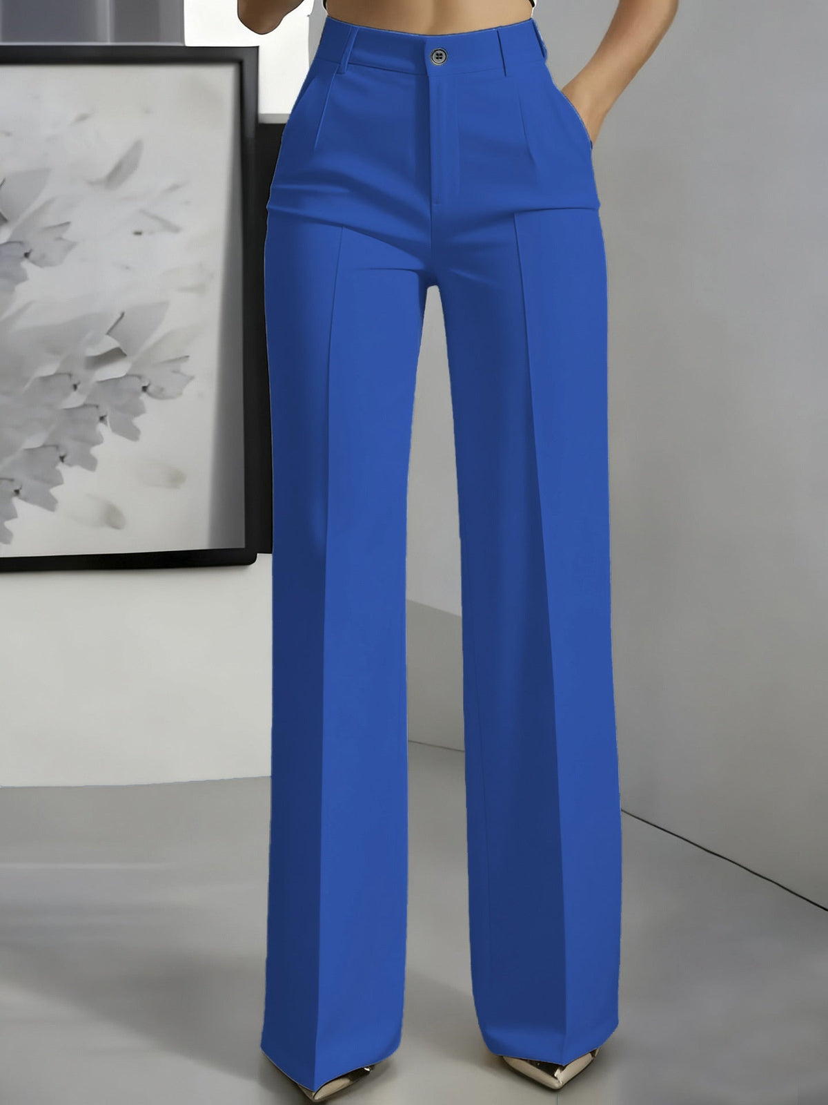 Pantalon Tailleur Femme Taille Haute Abricot - vue 4