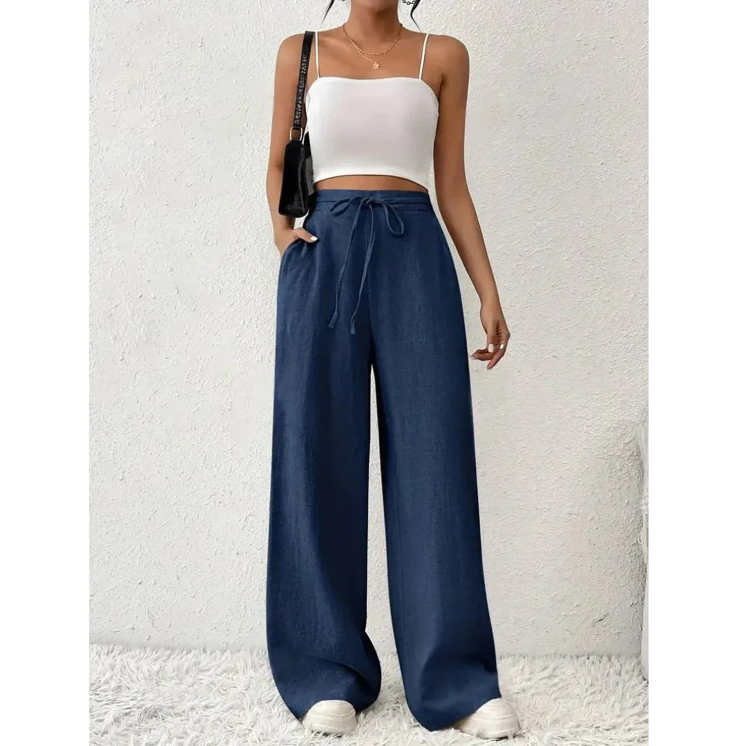 Pantalon Large Femme Bleu - vue 2