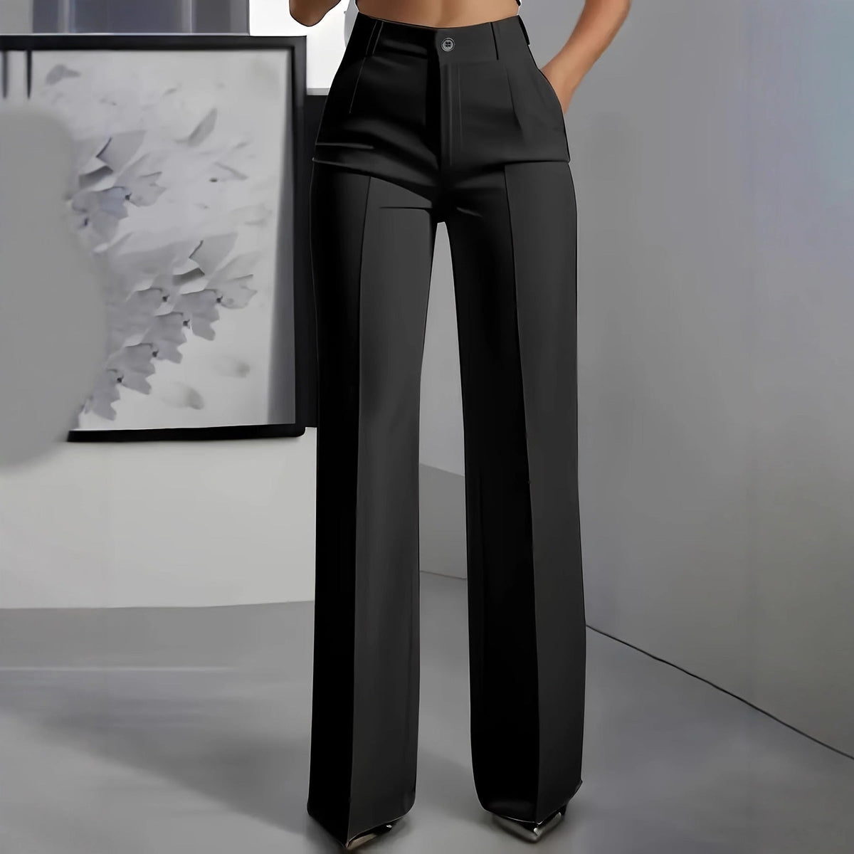 Pantalon Tailleur Femme Taille Haute Abricot - vue 3