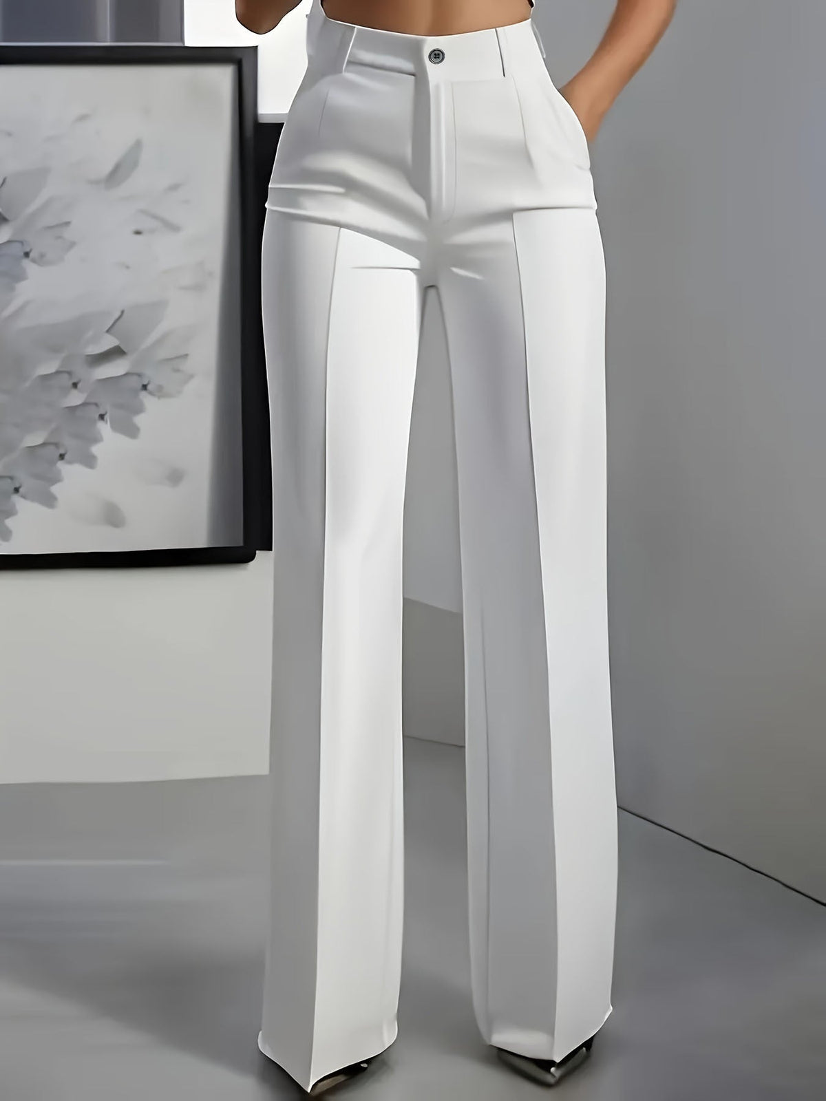 Pantalon Tailleur Femme Taille Haute Abricot - vue 6