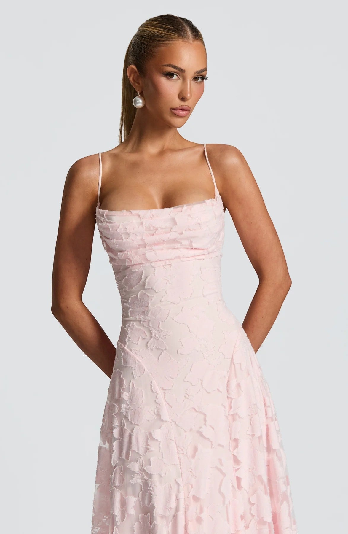 Robe Dentelle Longue Femme Rose - vue 14