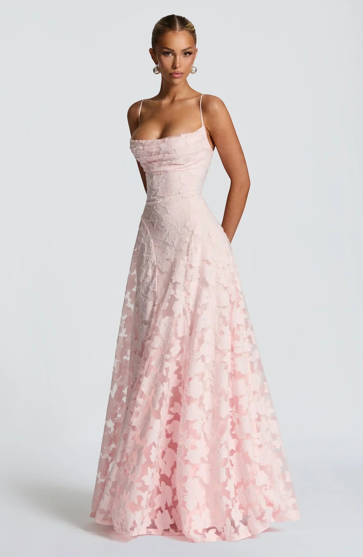 Robe Dentelle Longue Femme Rose - vue 15