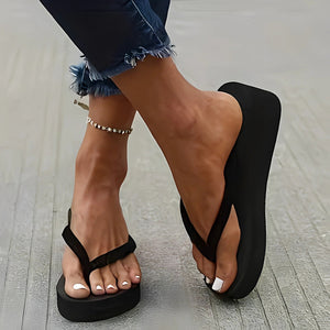 Sandales Tong Plateforme Femme Noir - vue 1