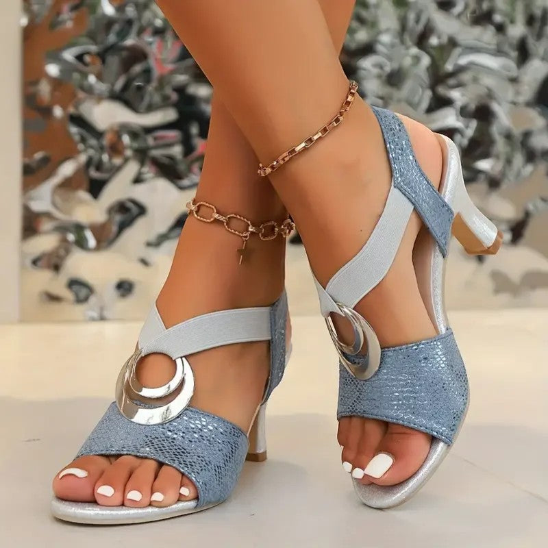 Sandales à Talon Femme en Cuir Beige - vue 2