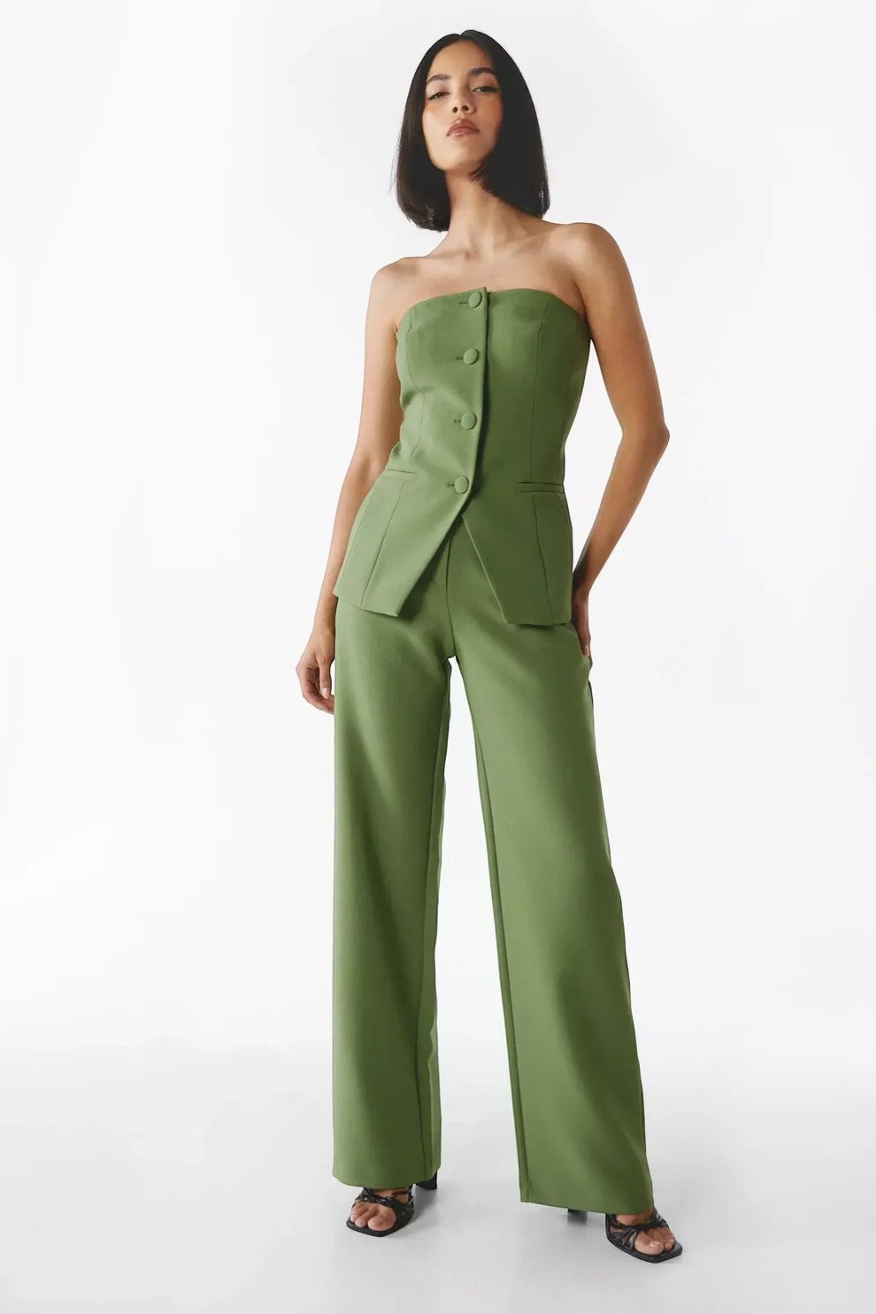 Ensemble Bustier et Pantalon Large Femme Gris - vue 5
