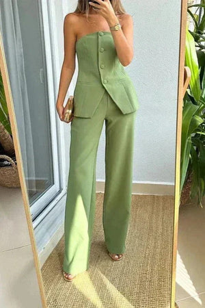 Ensemble Bustier et Pantalon Large Femme Gris - vue 1