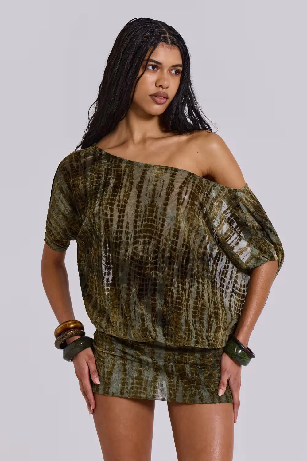 Robe Courte Femme Bandage Vert - vue 1