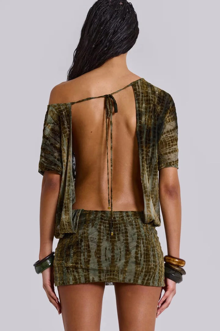 Robe Courte Femme Bandage Vert - vue 2