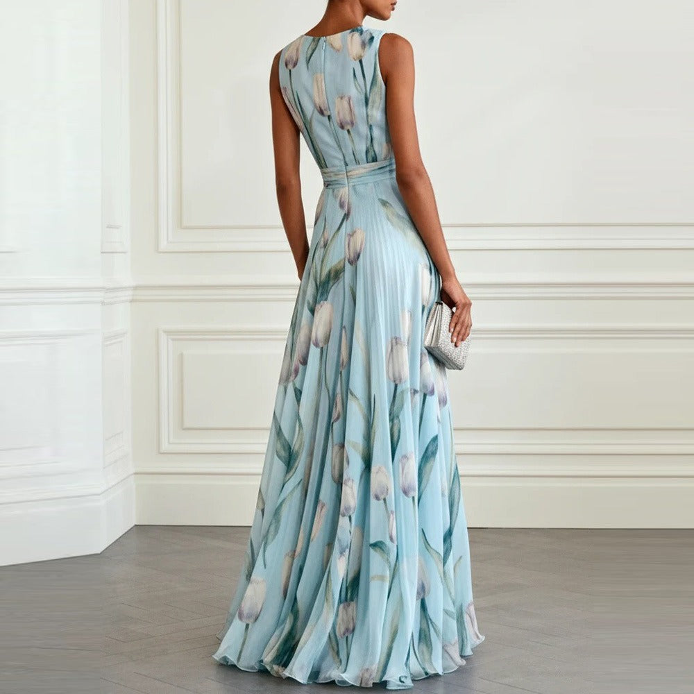 Robe Longue Femme en Mousseline Noir - vue 7