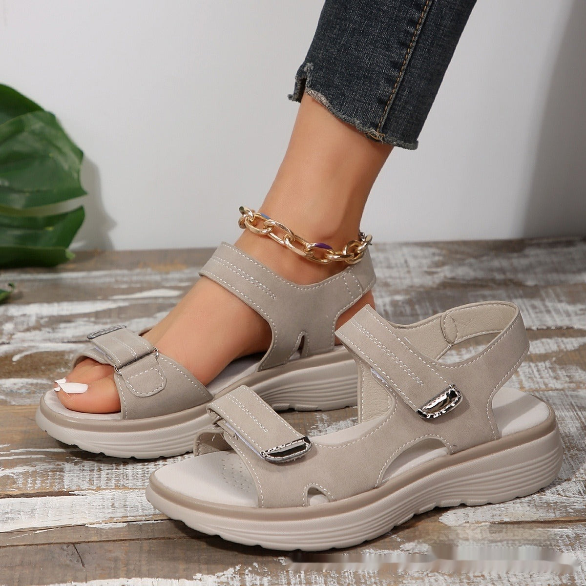 Sandales de Marche Femme Beige - vue 4