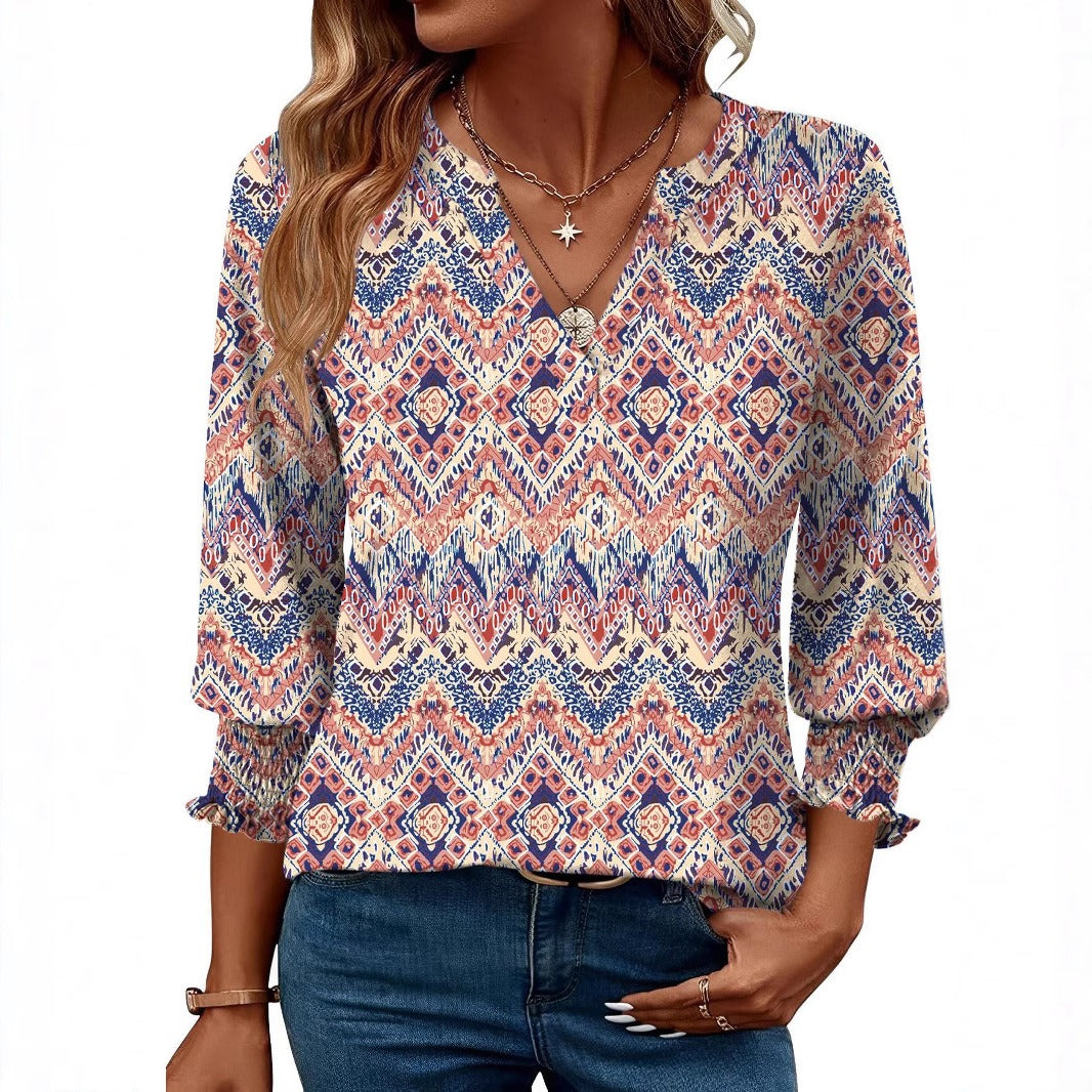 Blouse Femme Fleurie Abricot - vue 4