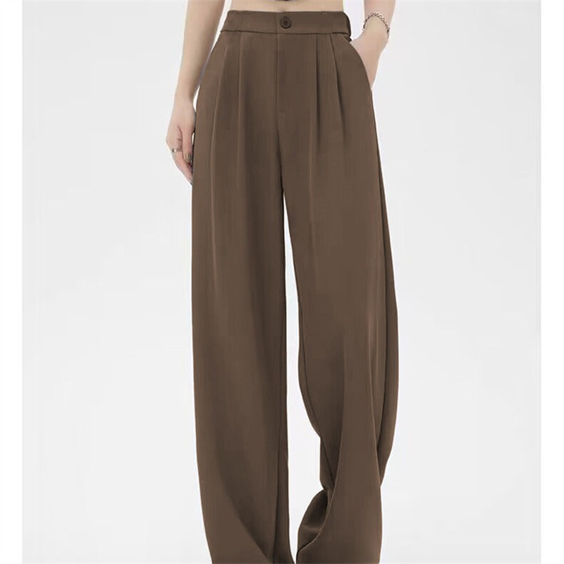 Pantalon Fluide Femme Taille Haute Beige - vue 3