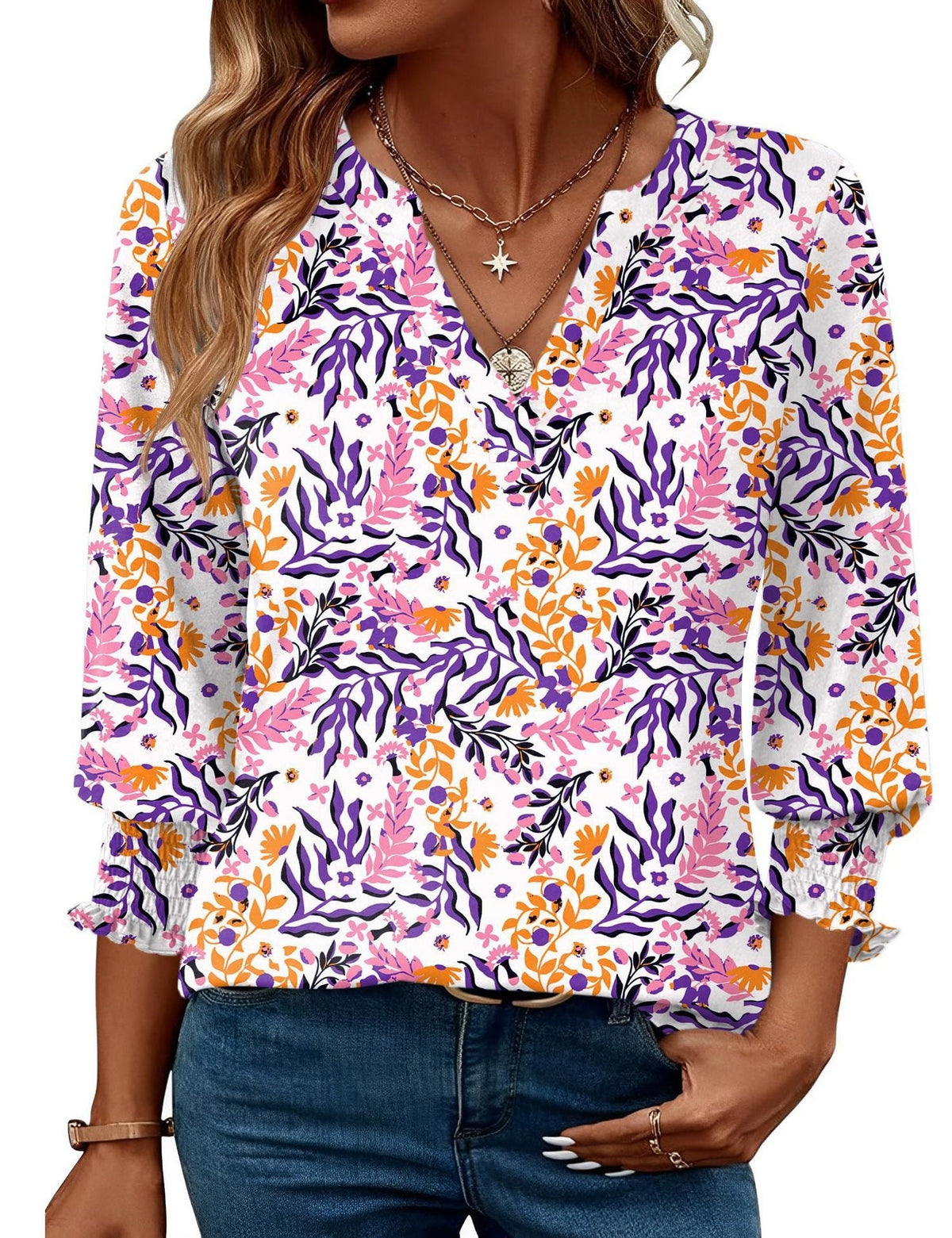 Blouse Femme Fleurie Carreaux - vue 6