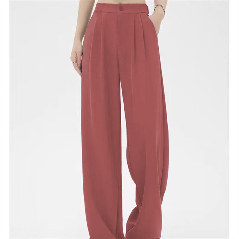 Pantalon Fluide Femme Taille Haute Beige - vue 2
