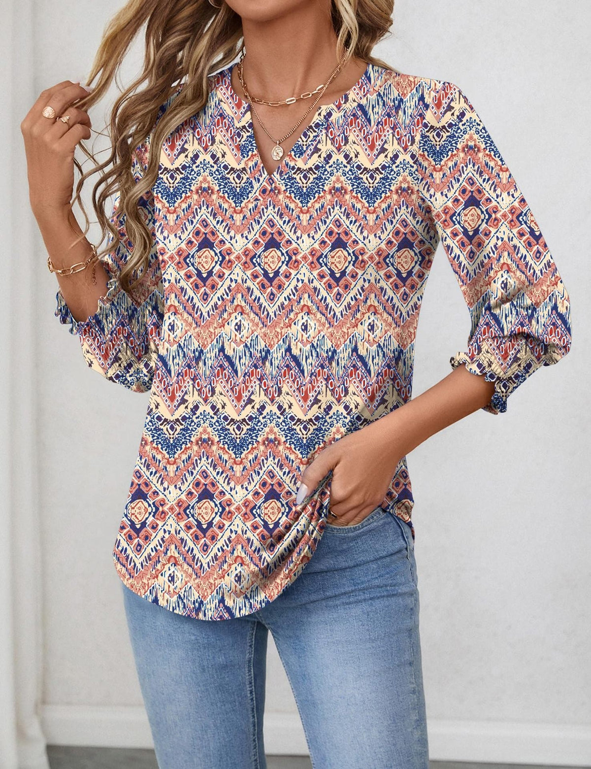 Blouse Femme Fleurie Abricot - vue 5