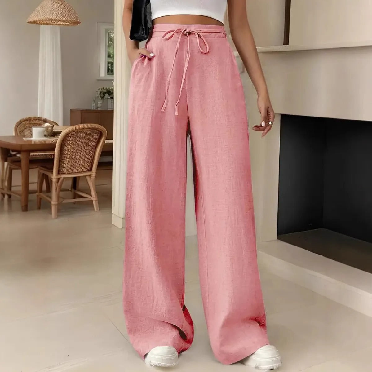 Pantalon Large Femme Bleu - vue 4