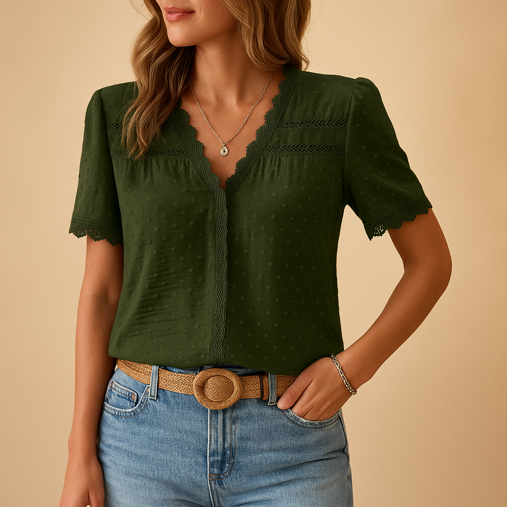 Aurore - Top femme col V à manches