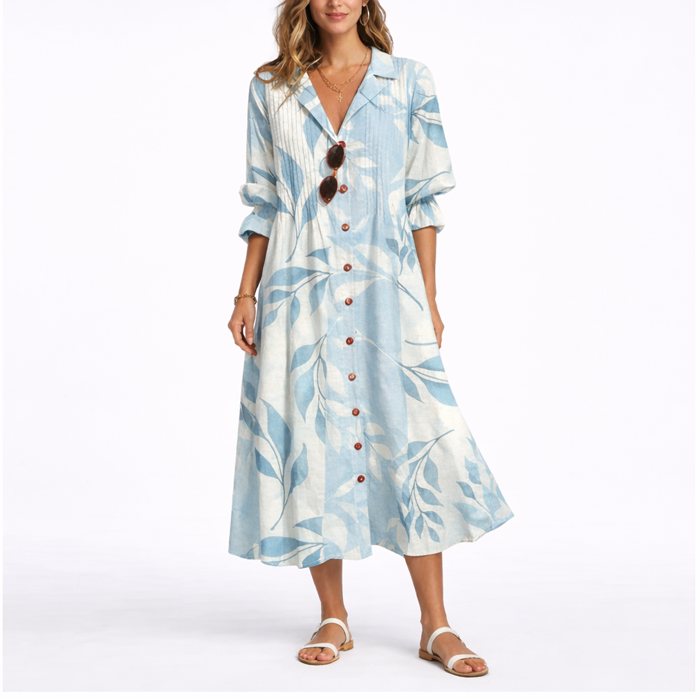 Robe Longue Fleurie Femme robe longue fluide élégante en tissu léger et fluide, vue de face