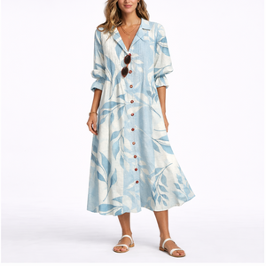 Robe Longue Fleurie Femme robe longue fluide élégante en tissu léger et fluide, vue de face