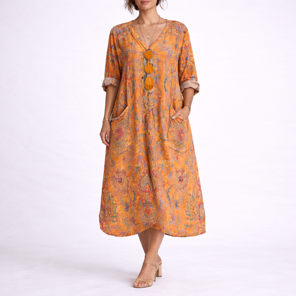 Robe Longue Bohème Femme - Robe Caftan Fluide