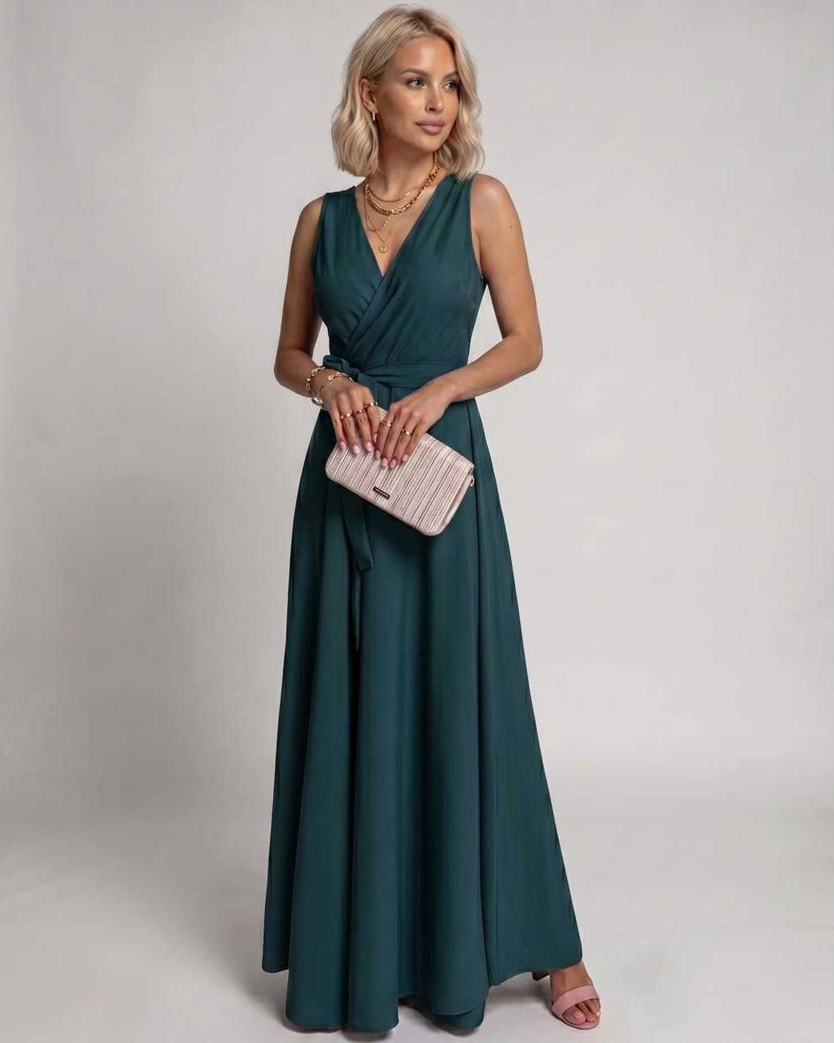 Robe Maxi Satinée | Robe Longue Cache-Cœur