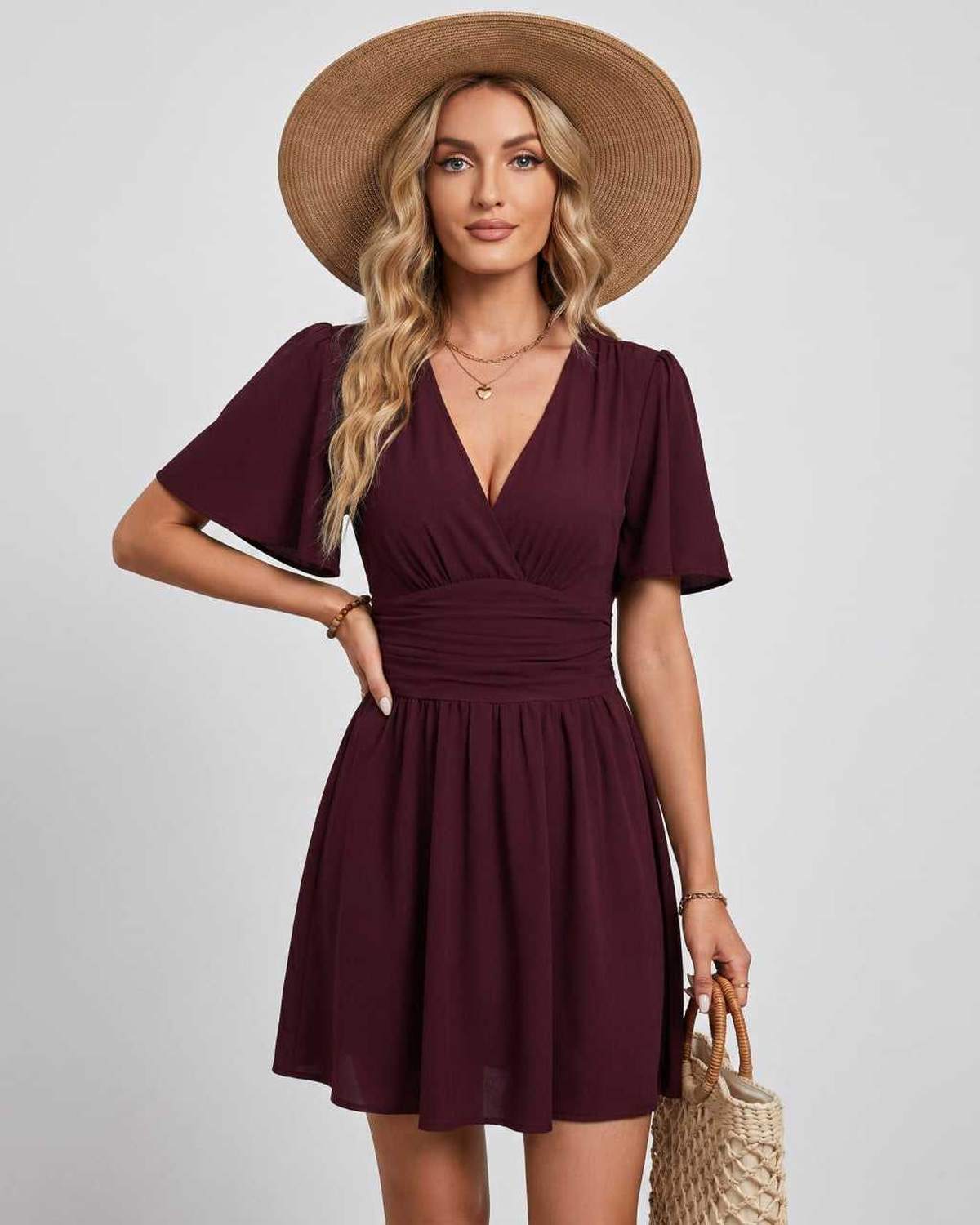 Robe Mini Mousseline | Robe Col En V