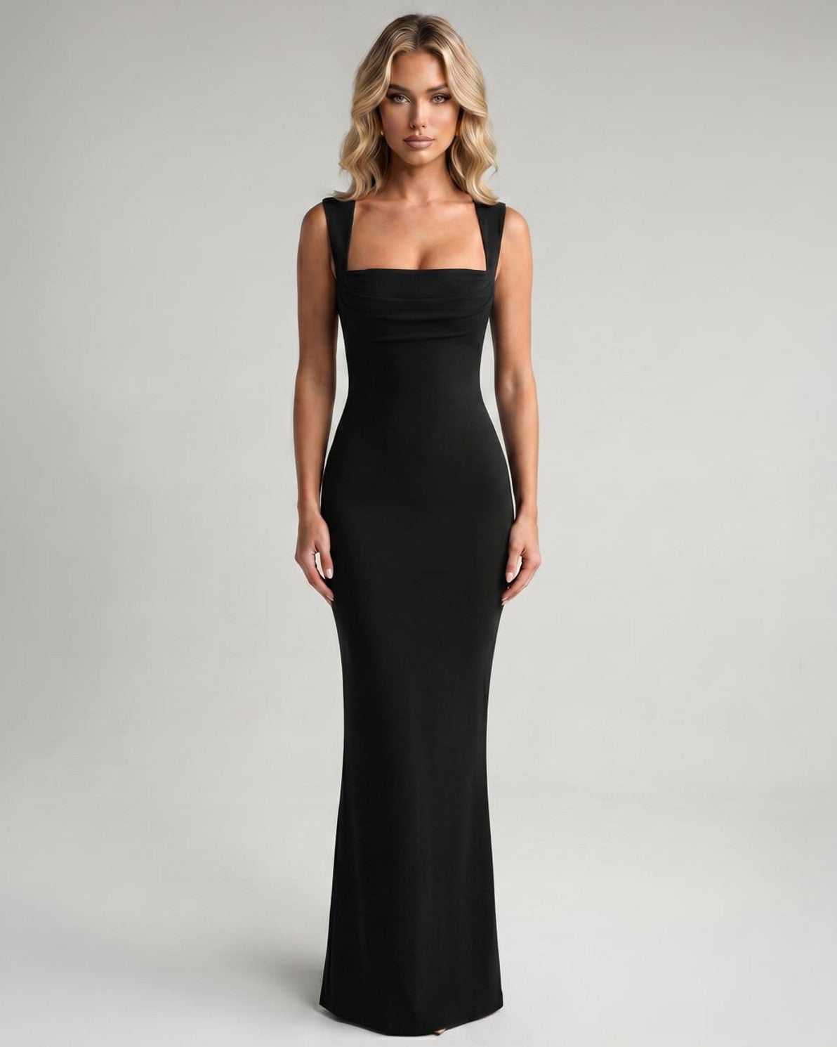 Robe Maxi Moulante | Robe Col Carré Longue