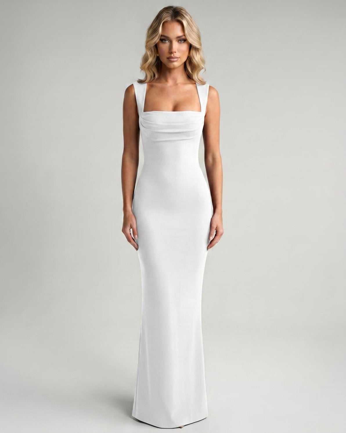 Robe Maxi Moulante | Robe Col Carré Longue