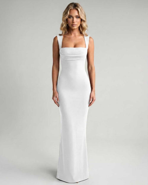 Robe Maxi Moulante | Robe Col Carré Longue