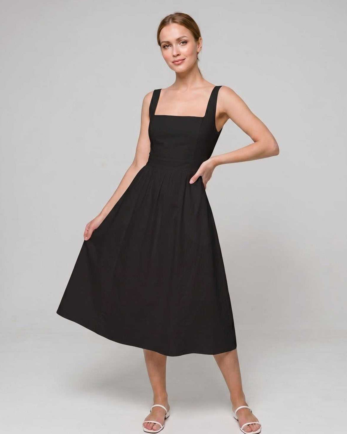 Robe Midi Légère | Robe Col Carré
