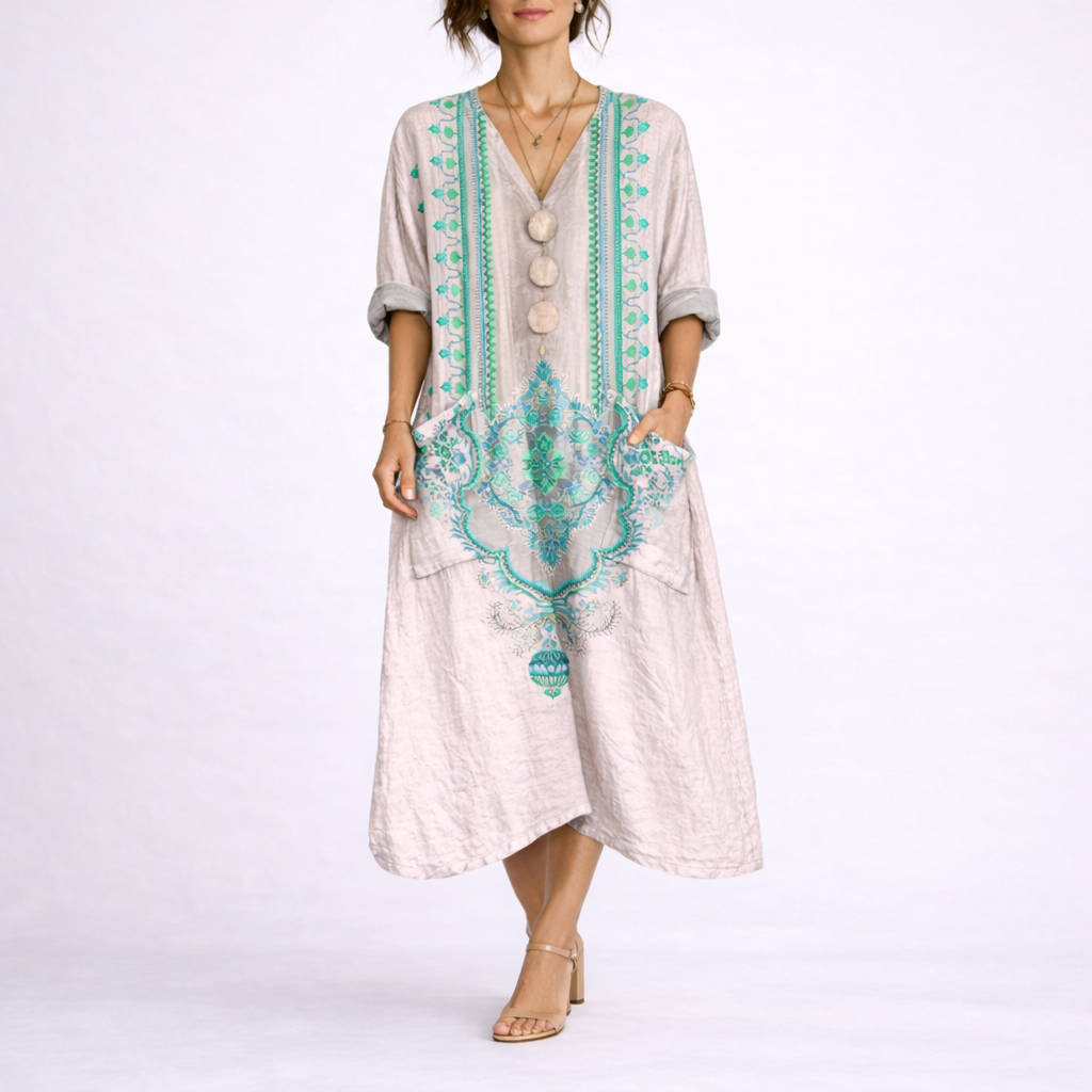 Robe Longue Bohème Femme - Robe Caftan Fluide
