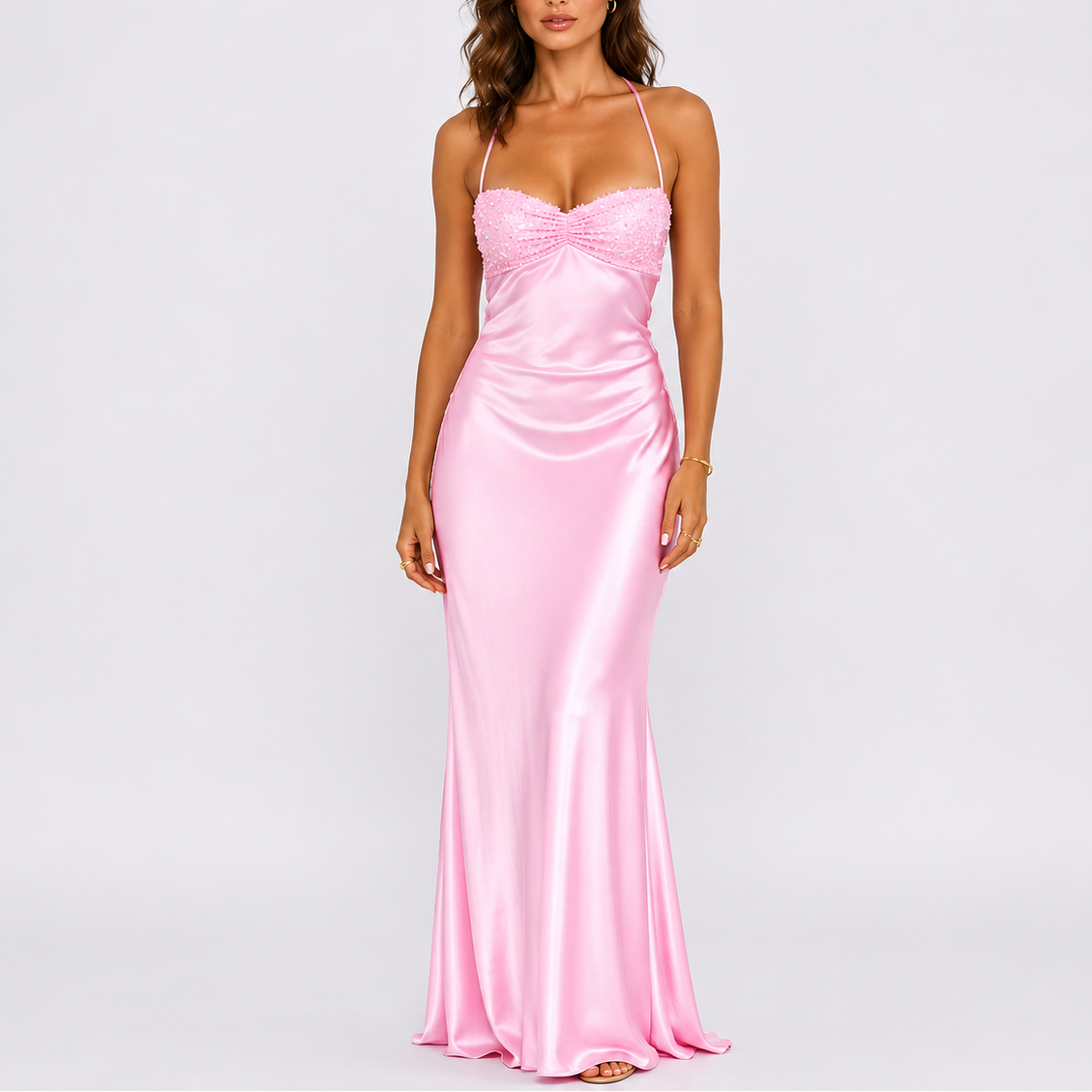 Robe Satin Longue Femme - Robe de Soirée Longue Élégante