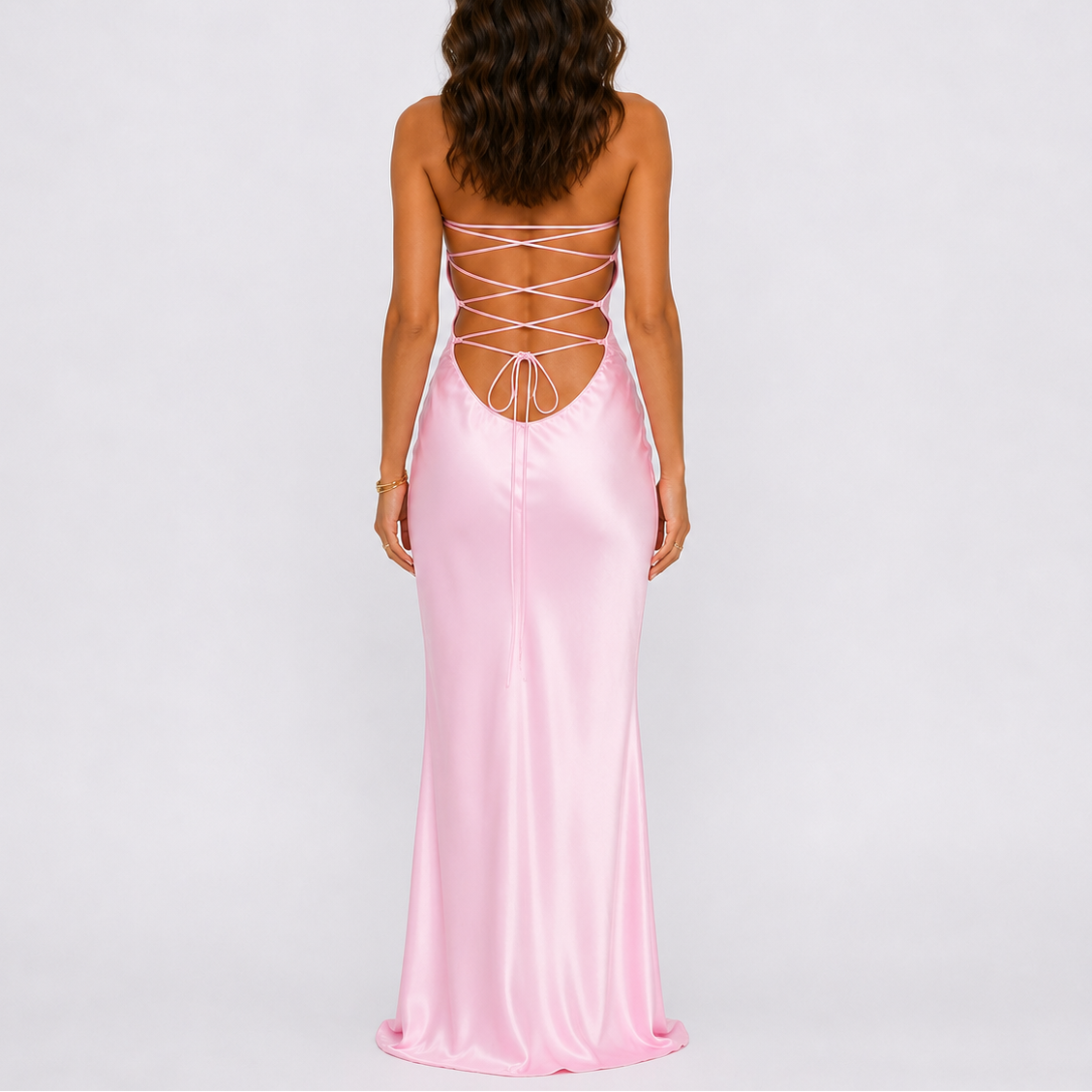 Robe Satin Longue Femme robe de soirée longue élégante en satin, détail tissu
