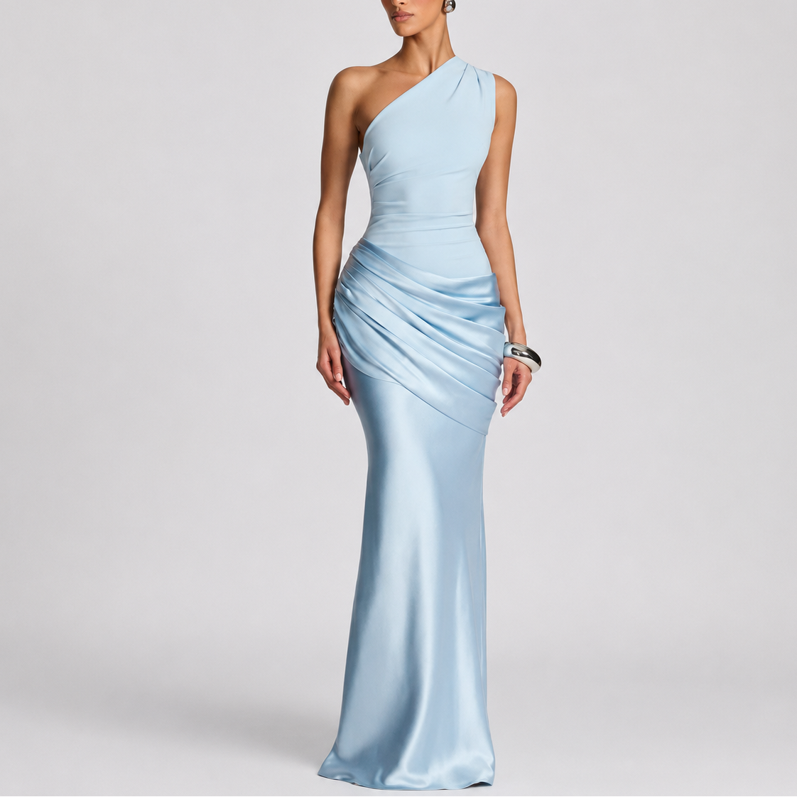 Robe Asymétrique Longue Femme - Robe Une Épaule Élégante