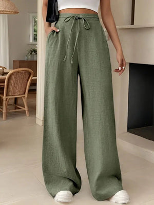 Pantalon Large Femme en Coton Bleu - vue 1