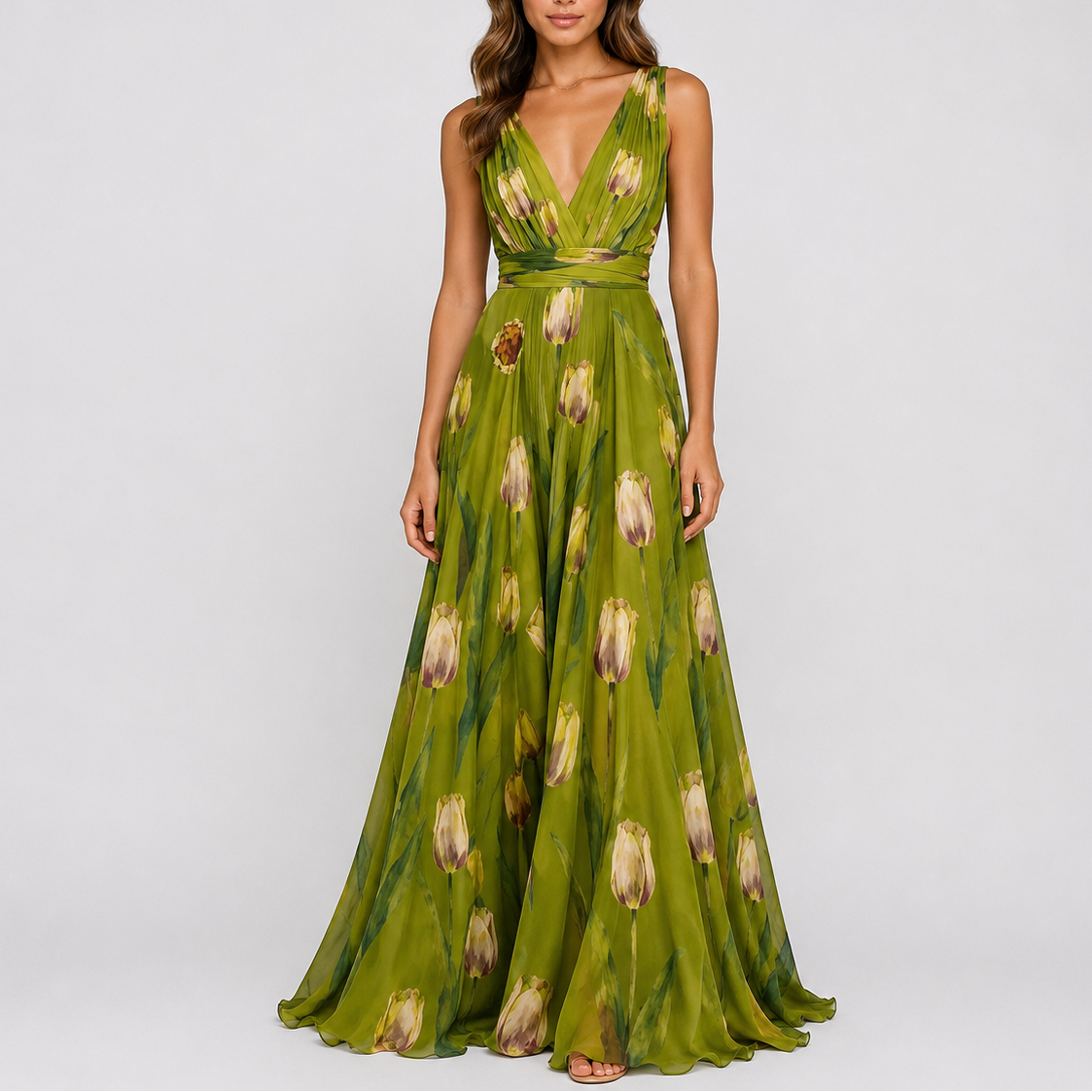 Robe de Soirée Longue Fleurie Femme - Robe Longue Élégante