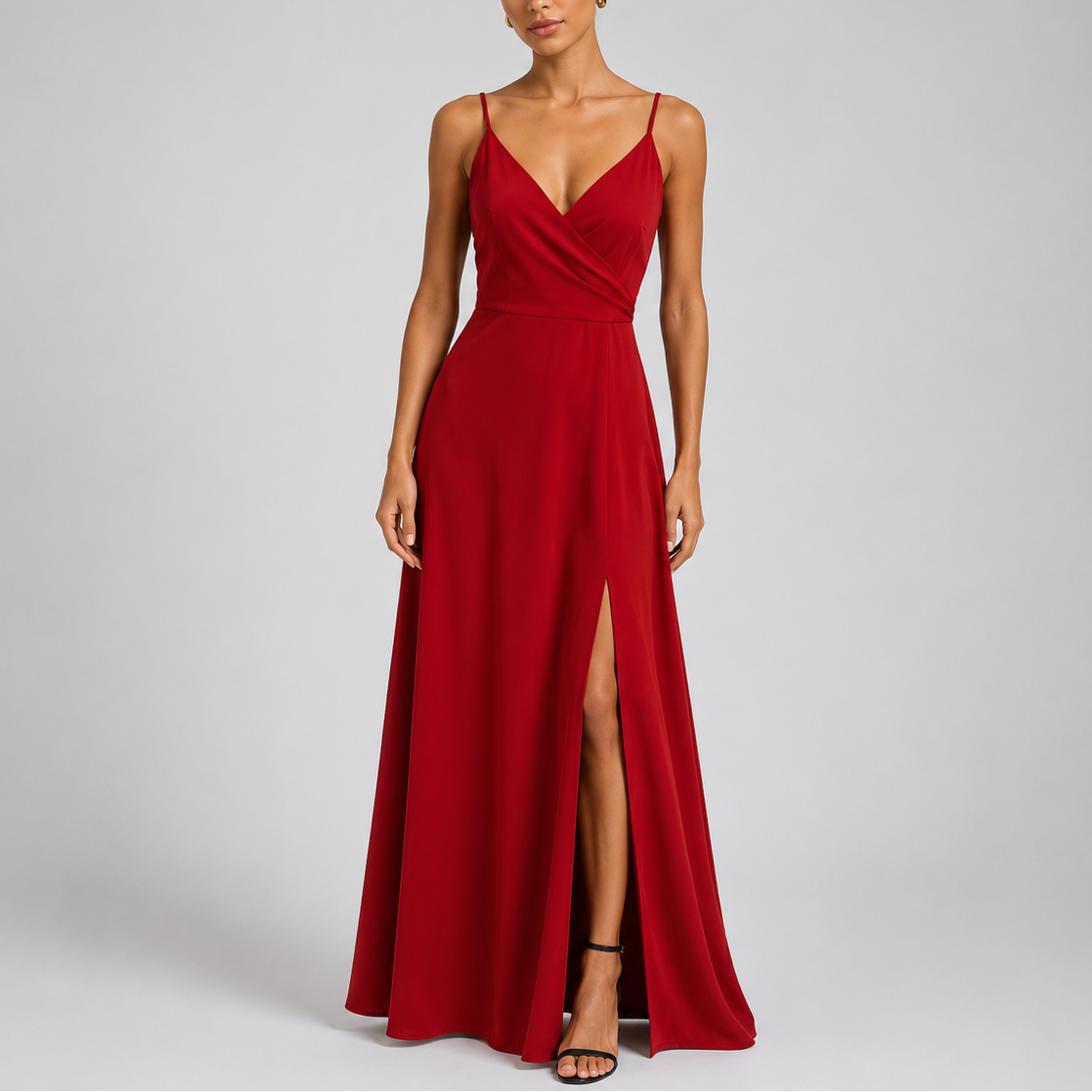 Robe Longue Élégante Femme robe longue fluide chic en tissu léger et fluide, vue de face