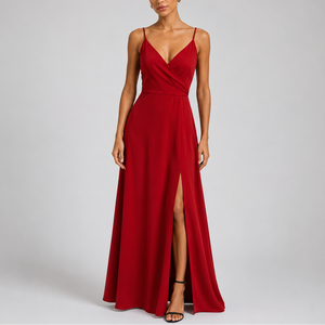 Robe Longue Élégante Femme robe longue fluide chic en tissu léger et fluide, vue de face